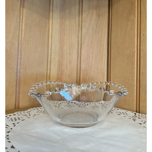 Vintage Imperial Heart Shaped Candlewick Glass Bowl Boopie Clear Glass Bowl - Picture 4 of 6